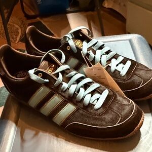 Adidas Japan Cow Fur Dark Brown and Light Blue Sneakers